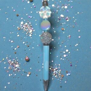 “Be Bold, Be Brave, Be You” Blue and Silver Beaded Pen